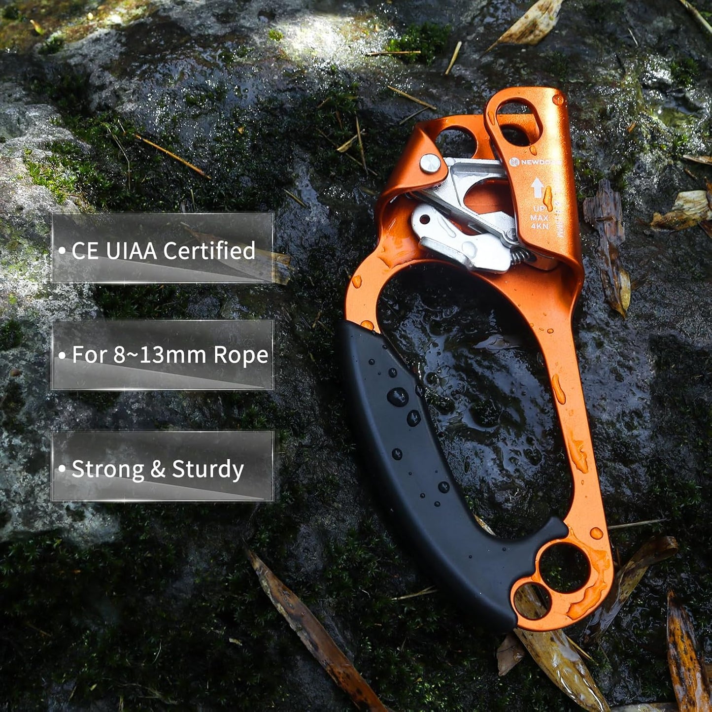 UIAA & CE Certified Hand Ascender Rock Climbing Tree Arborist Rappelling Gear Equipment Rope Clamp for 8~13MM Rope