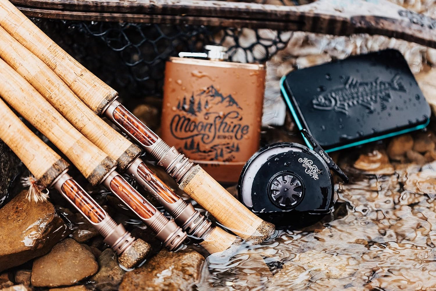 Moonshine Rod Co. Fly Fishing Rod with Carrying Case and Extra Rod Tip Section, Slow-Medium-Fast Action