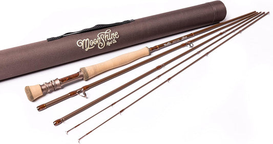 Moonshine Rod Co. Fly Fishing Rod with Carrying Case and Extra Rod Tip Section, Slow-Medium-Fast Action