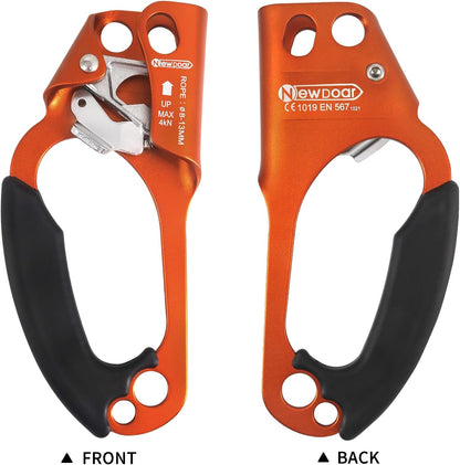 UIAA & CE Certified Hand Ascender Rock Climbing Tree Arborist Rappelling Gear Equipment Rope Clamp for 8~13MM Rope