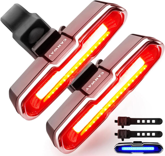 Bicycle Rear Light Red/Blue, Bike Tail Light Rechargeable 168 Lumens Bike Tail Light Battery USB C 500Mah 5 Modes Waterproof Safety for Road Mountain Night Riding