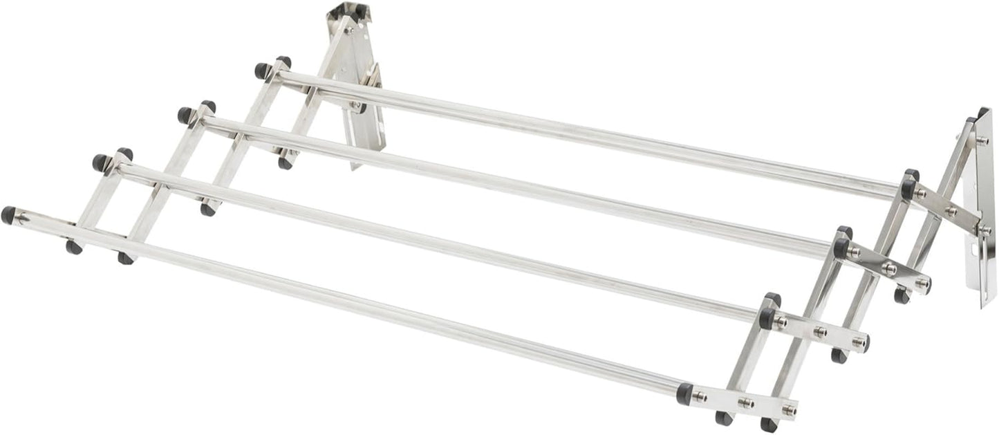 Racks Stainless Steel Wall Mounted Collapsible Laundry Clothes Drying Rack 60 Pound Capacity 22.5 Linear Ft